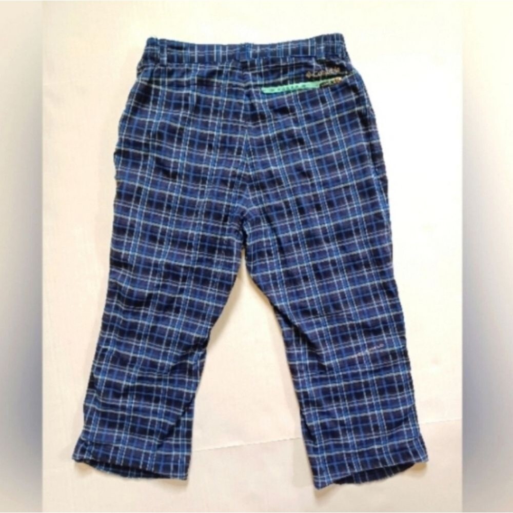 Columbia Plaid Capri Shorts Blue Turquoise Gray with Zippered Pockets - Picture 6 of 13
